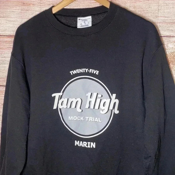 Champion Authentic Eco Marin Trail Black Crewneck Size M - Picture 2 of 6